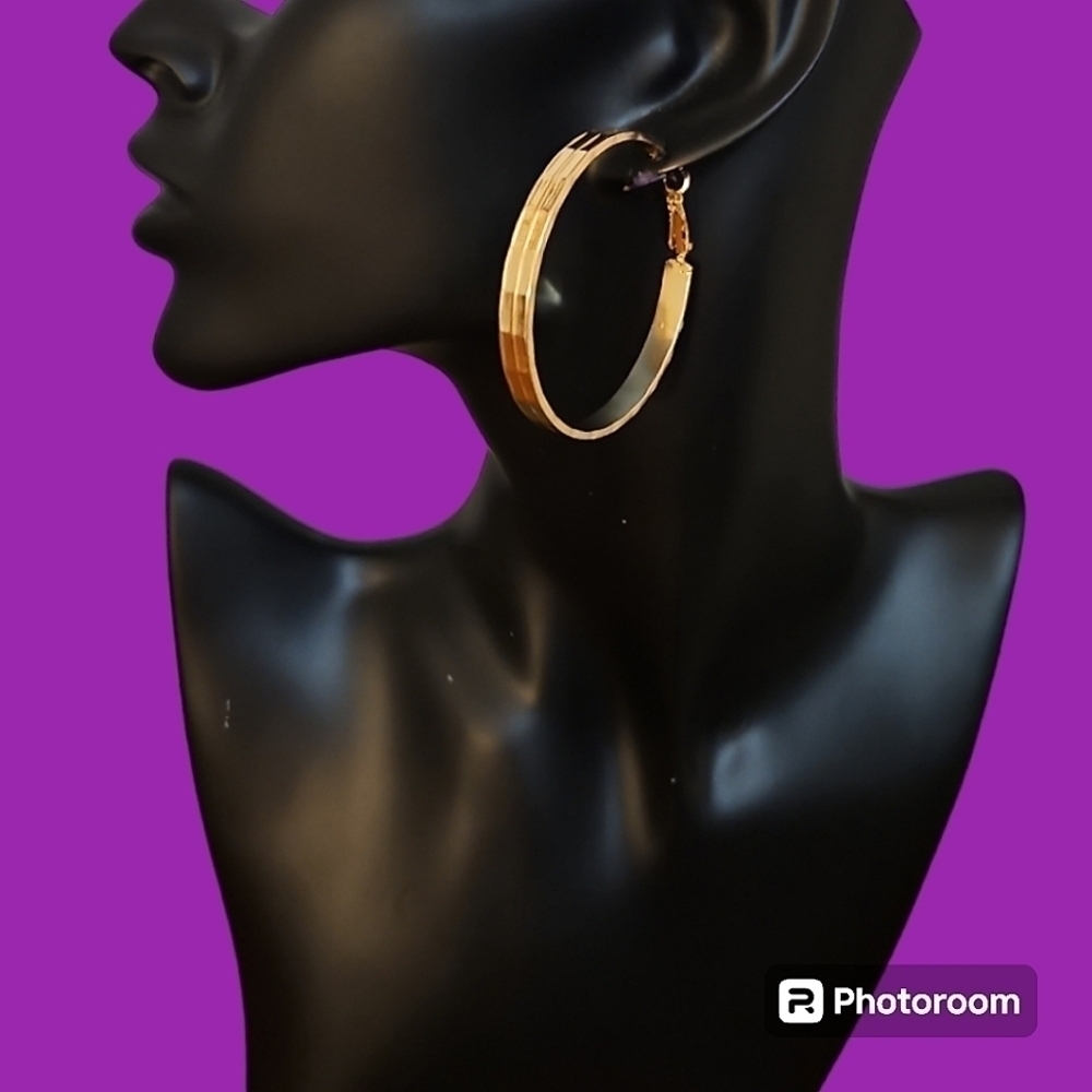NINE WEST Jumbo Goldtone Hoop Earrings